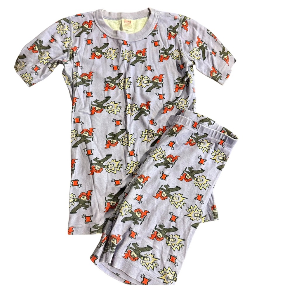 Hanna Andersson Girls Marvel Organic Cotton Short Sleeve Pajama Set Size 12